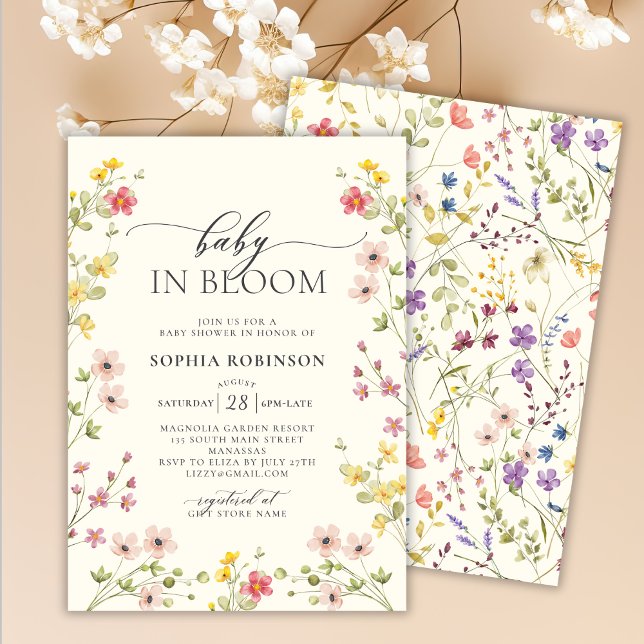 Invitación Baby in Bloom Wildflower Boho Baby Shower (Subido por el creador)