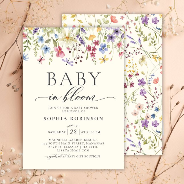Invitación Baby in Bloom Wildflower Boho Baby Shower (Subido por el creador)