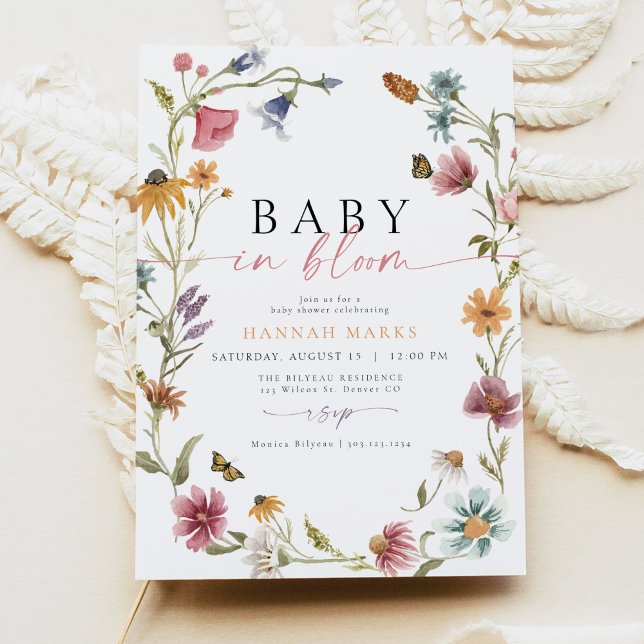 Invitación Baby In Bloom Wildflower Butfly Baby Shower (Subido por el creador)