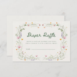 Invitación Baby in Bloom Wildflower Diaper Raffle Card