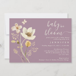 Invitación Baby In Bloom Wildflower Dusty Purple Baby Shower