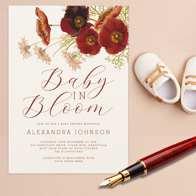 Invitación Baby in Bloom Wildflower Fall Baby Shower (Baby in bloom floral fall gender neutral baby shower invitation)