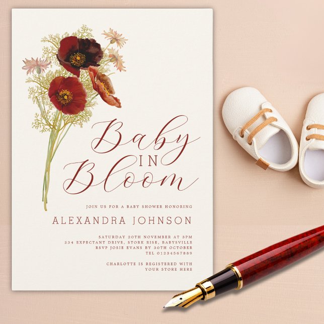 Invitación Baby in Bloom Wildflower Fall Baby Shower (Wildflower fall baby shower invitation)