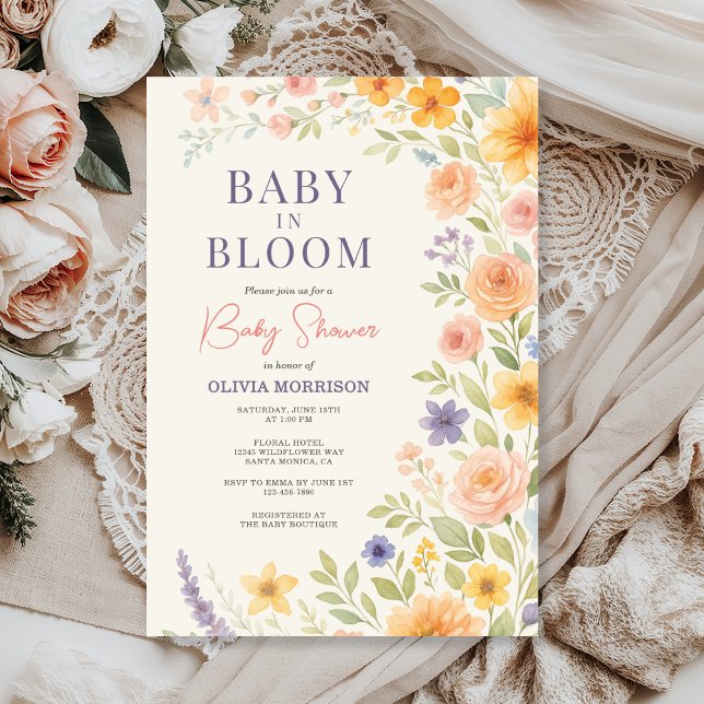 Invitación Baby In Bloom Wildflower Floral Baby Shower (Subido por el creador)