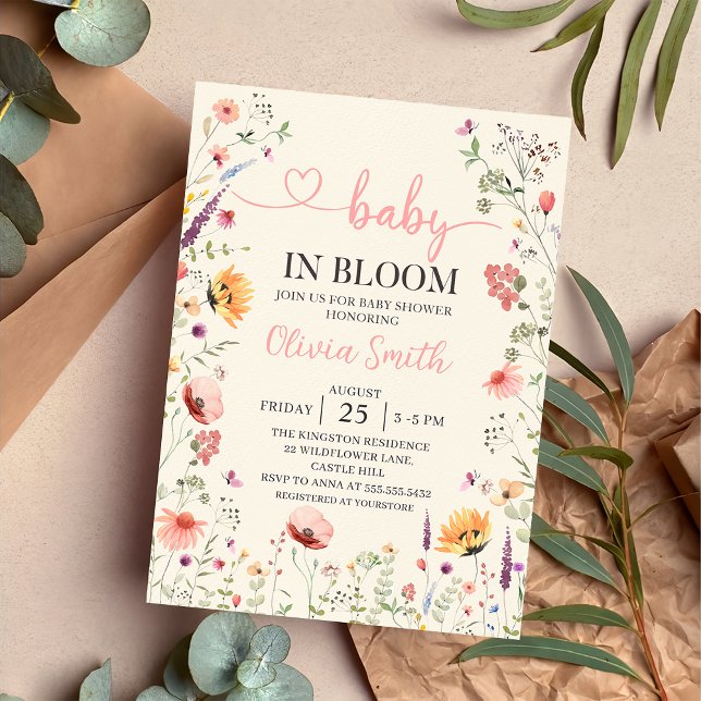 Invitación Baby In Bloom Wildflower Floral Baby Shower (Subido por el creador)