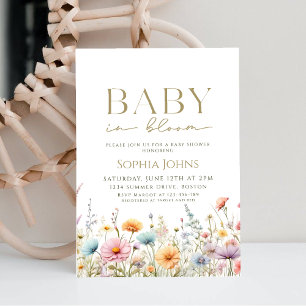 Invitación Baby In Bloom wildflower gender neutra Baby Shower