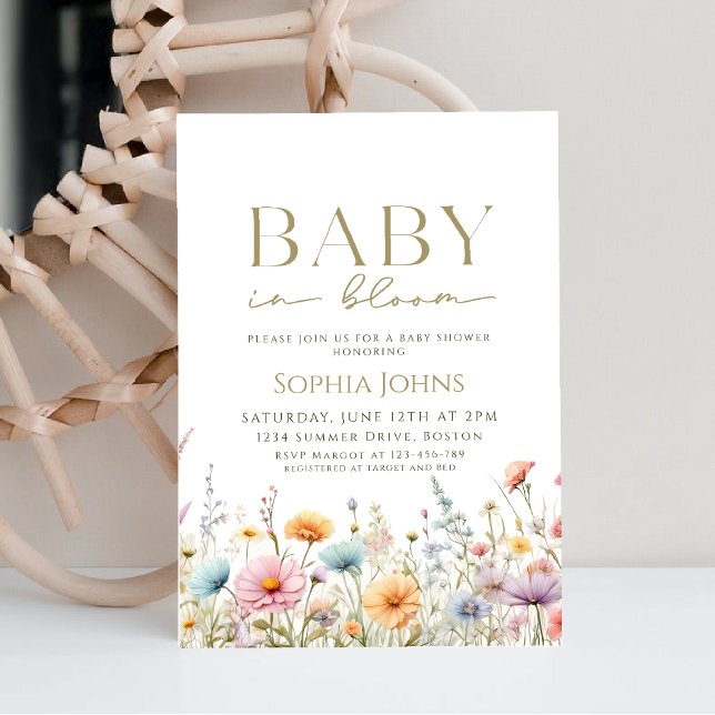 Invitación Baby In Bloom wildflower gender neutra Baby Shower (Subido por el creador)