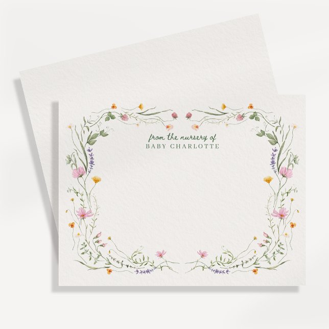 Invitación Baby in Bloom Wildflower Nursery Note Card (Subido por el creador)