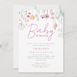 Invitación Baby In Bloom Wildflower Pink Baby Shower