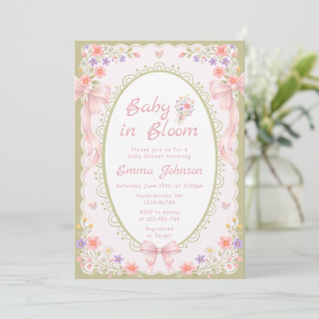 Invitación Baby in Bloom Wildflower Pretty Baby Shower (Anverso de pie)