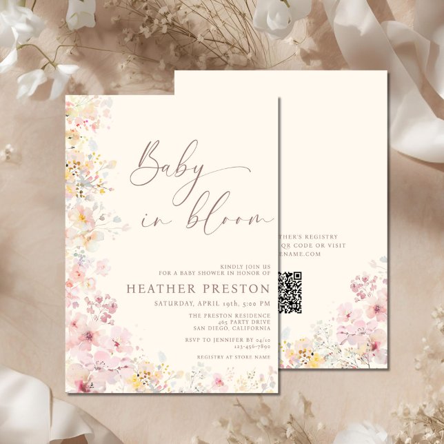 Invitación Baby In Bloom Wildflower QR Baby Shower (Subido por el creador)
