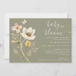 Invitación Baby In Bloom Wildflower Sage Baby Shower