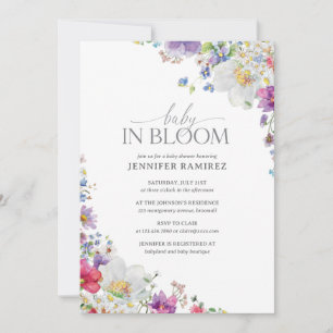Invitación Baby in Bloom Wildflower Watercolor Baby Shower