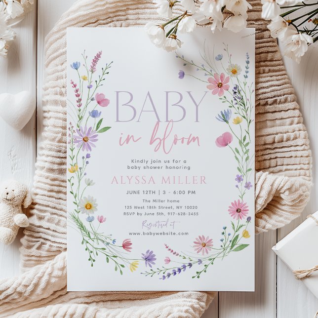 Invitación Baby in Bloom Wildflower Wreath Baby Shower (Subido por el creador)