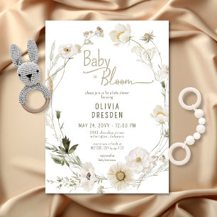 Invitación Baby In Bloom Wildflower Wreath Baby Shower