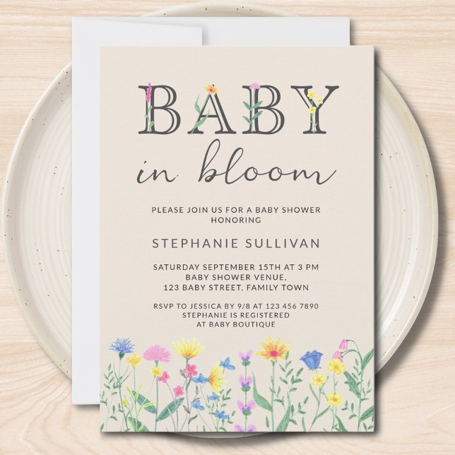 Invitación Baby in Bloom Wildflowers Baby Shower (Subido por el creador)