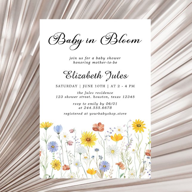 Invitación Baby in Bloom Wildflowers Baby Shower (Subido por el creador)