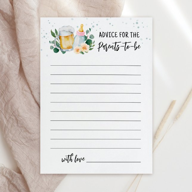 Invitación Baby Is Brewing Advice for parents to be Card Pink (Beer and Floral Baby is Brewing Baby Shower Advice for the Parents-to-be Game Card)