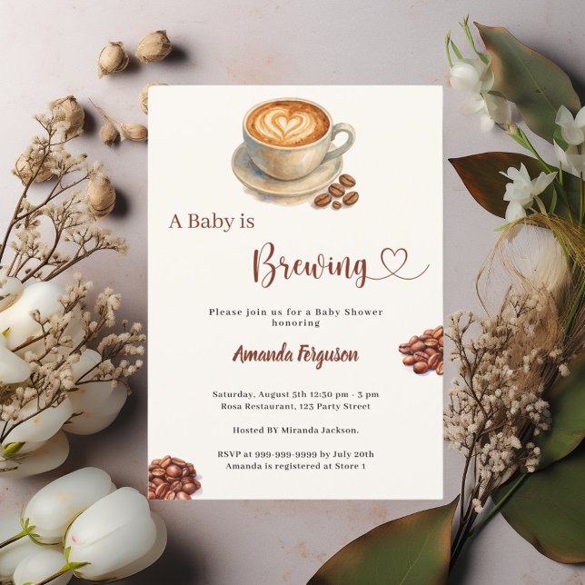 Invitación Baby is Brewing coffee Baby Shower (Subido por el creador)