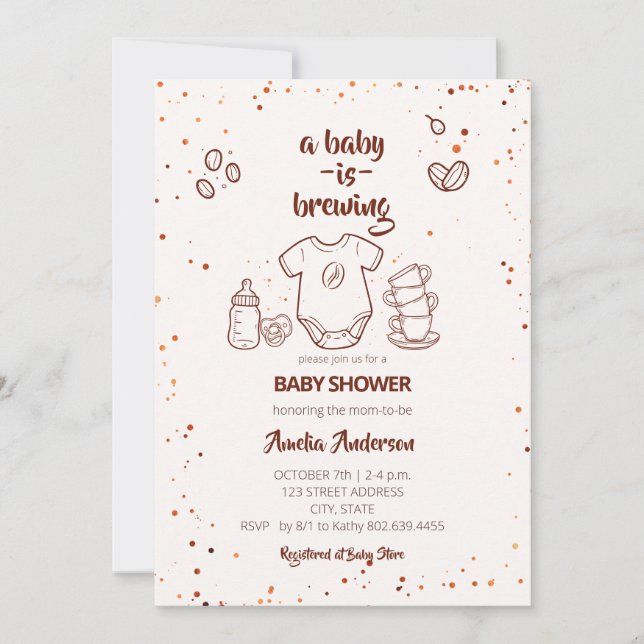 Invitación Baby Is Brewing Coffee Bean Baby Shower (Anverso)