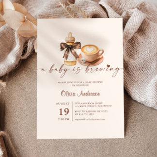 Invitación Baby Is Brewing Coffee Gender Neutral Baby Shower
