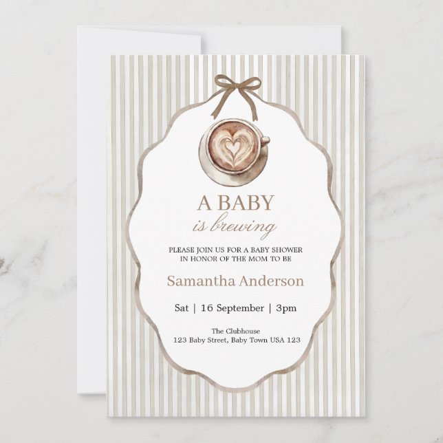 Invitación Baby Is Brewing Coffee Shower Invitation (Anverso)