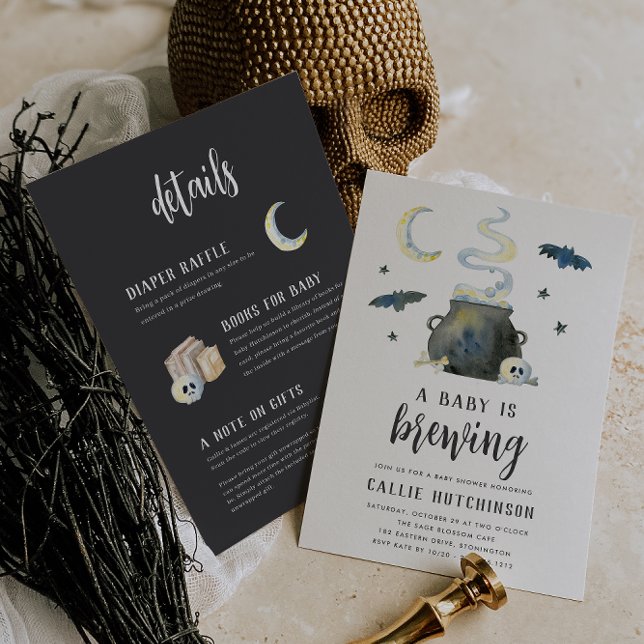 Invitación Baby Is Brewing Double Sided Halloween Baby Shower (Subido por el creador)