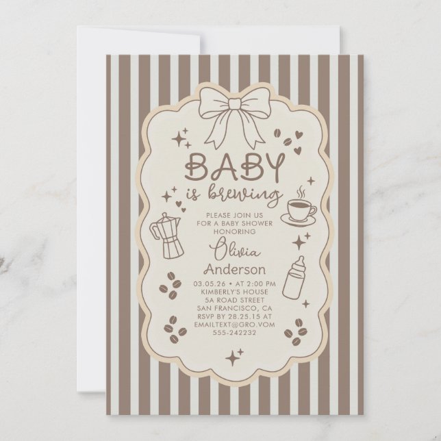 Invitación Baby is Brewing Espresso Coffee Party Baby Shower (Anverso)