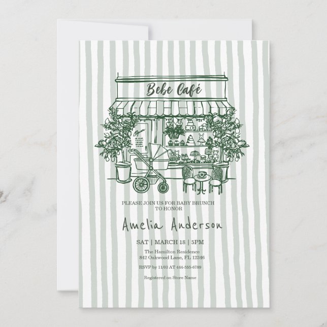 Invitación  baby is brewing Home cafe themed BABY Shower (Anverso)