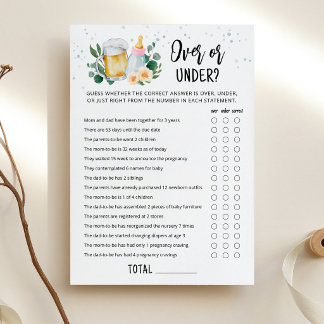 Invitación Baby Is Brewing Over Or Under Game Pink Card