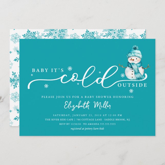 Invitación Baby It’s Cold Outside Baby Shower (Anverso / Reverso)