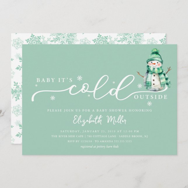 Invitación Baby It’s Cold Outside Baby Shower (Anverso / Reverso)