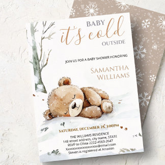 Invitación Baby It’s Cold Outside bear Baby Shower Invitation