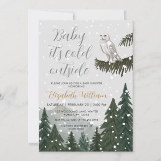 Invitación Baby It’s Cold Outside Snowy Owl Baby Shower