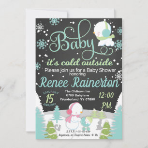 Invitación Baby It's Cold fuera de Baby Shower Chalkboard