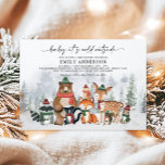 Invitación Baby It's Cold fuera de Winter Woodland Baby Showe<br><div class="desc">Bienvenido a tu pequeño criador con esta adorable invitación a una ducha de bebé con un grupo de bonitos animales de bosque y un paisaje forestal helado con colores elegantes y mullidos. Cada invitación viene con un patrón de reversa coincidente, pero puede añadir una foto adicional a la parte posterior...</div>