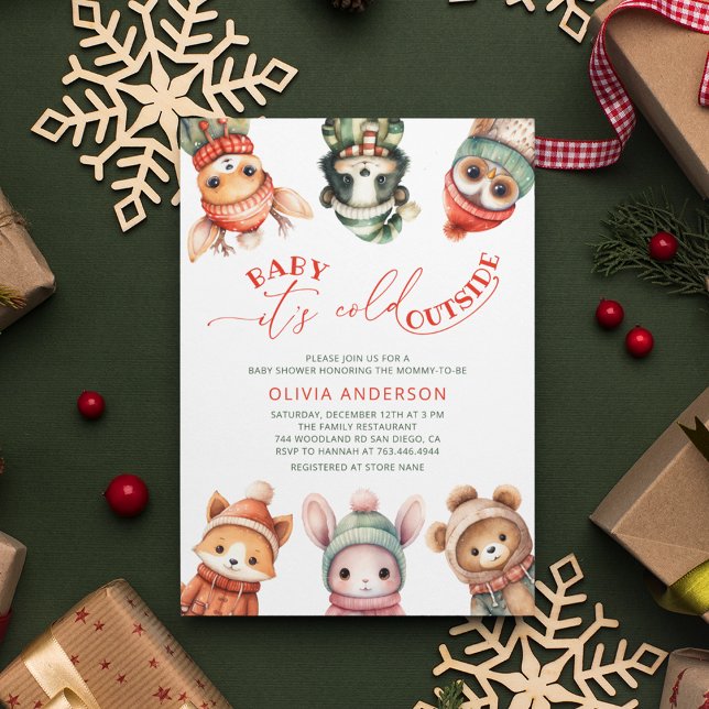 Invitación Baby It's Cold fuera de Winter Woodland Baby Showe (Subido por el creador)
