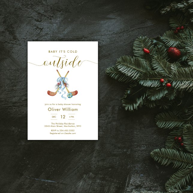 Invitación Baby It's Cold Outside All Star Hockey Baby Shower (Baby It's Cold Outside All Star Hockey Baby Shower Invitation)