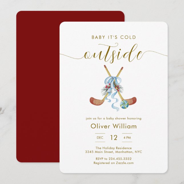 Invitación Baby It's Cold Outside All Star Hockey Baby Shower (Anverso / Reverso)