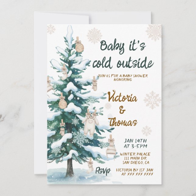 Invitación Baby It's Cold Outside Baby Shower (Anverso)
