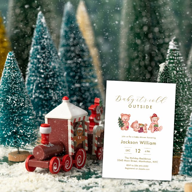 Invitación Baby It's Cold Outside Bear Winter Baby Shower (Baby It's Cold Outside Bear Winter Baby Shower Invitation)