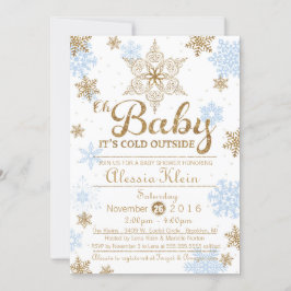Invitación Baby It's Cold Outside, Blue Gold Baby Shower