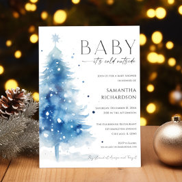 Invitación Baby it's cold outside blue white boy baby shower