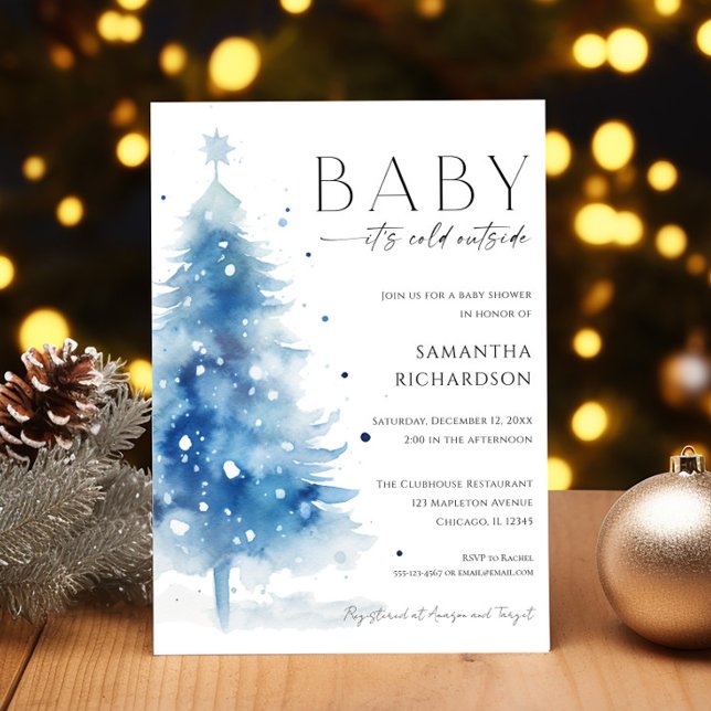 Invitación Baby it's cold outside blue white boy baby shower (Subido por el creador)
