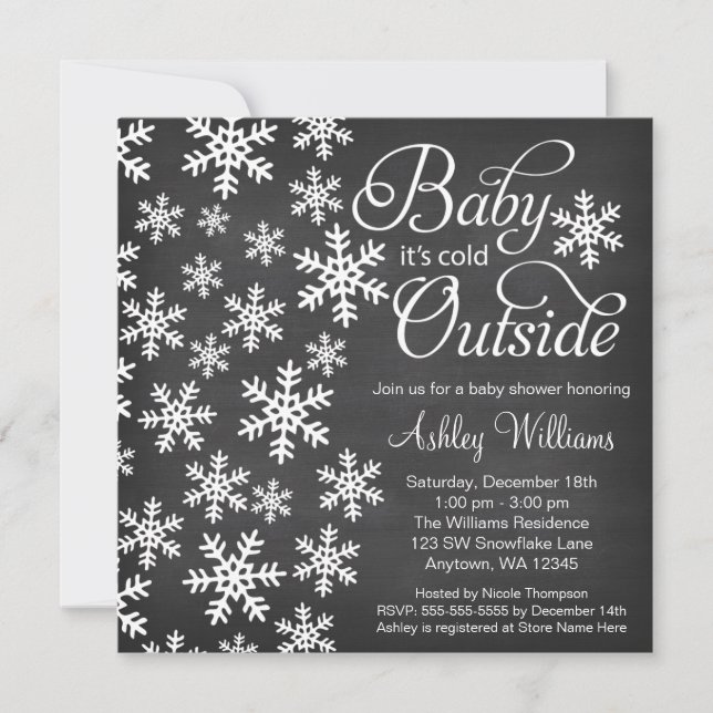 Invitación Baby It's Cold Outside Chalkboard Baby Shower (Anverso)