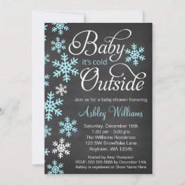 Invitación Baby It's Cold Outside Chalkboard Blue Baby Shower