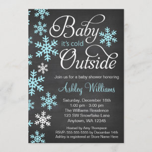 Invitación Baby It's Cold Outside Chalkboard Blue Baby Shower