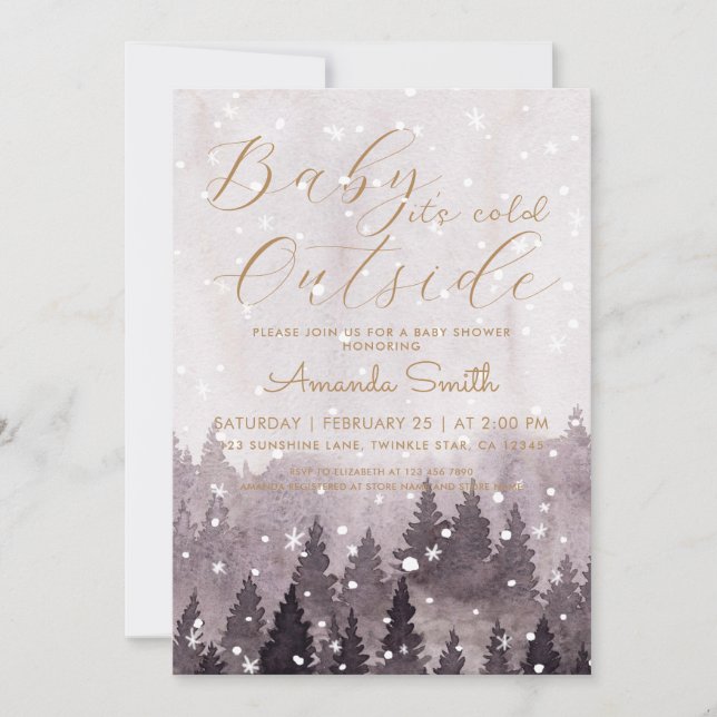 Invitación Baby It's Cold Outside Chica Baby Shower (Anverso)