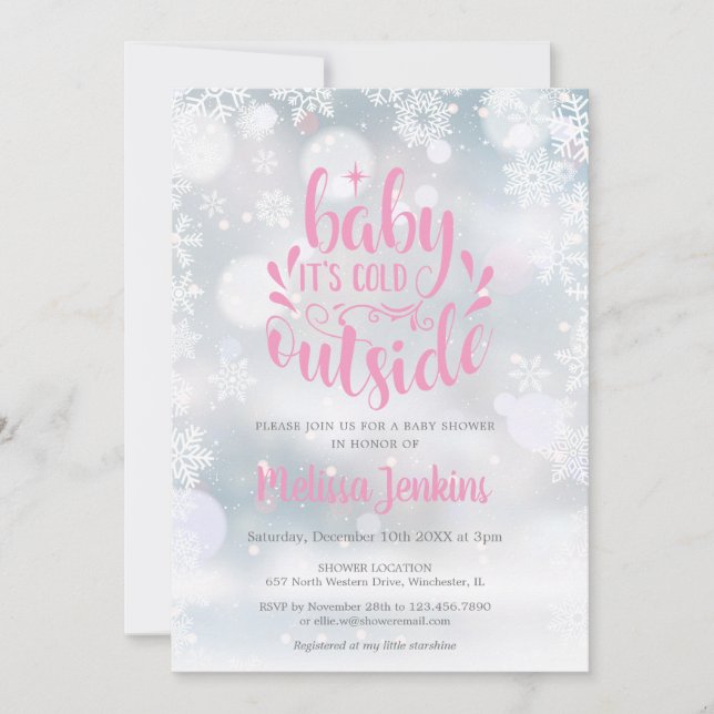 Invitación Baby It's Cold Outside Chica Winter Baby Shower (Anverso)