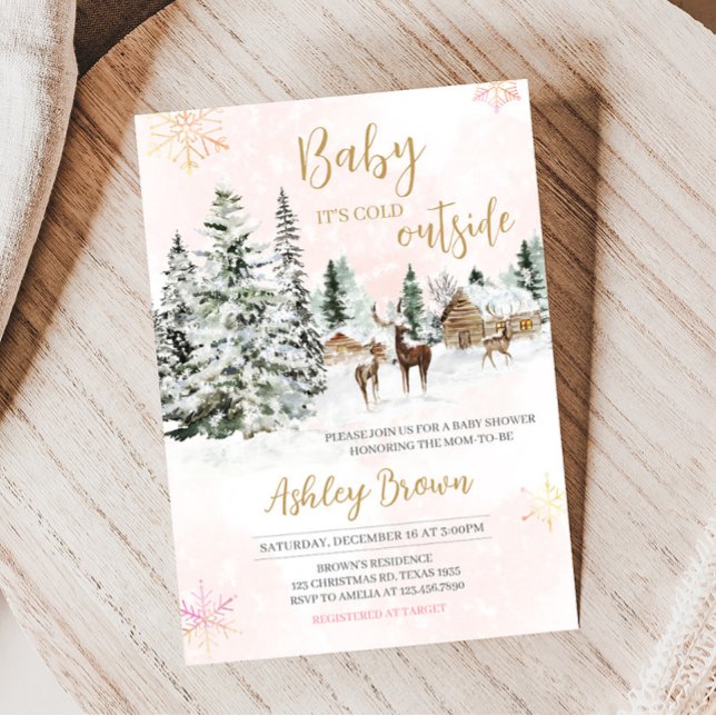 Invitación Baby It's Cold Outside Chica Winter Baby Shower (Winter Wonderland Baby Shower Invitation)
